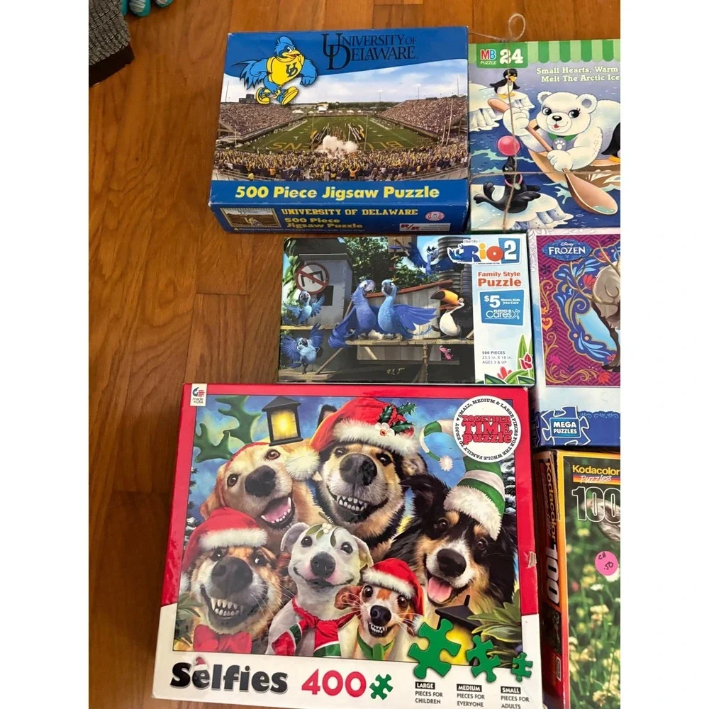 12 Jigsaw Puzzle Lot Bundle Disney Frozen Dog Man Kodacolor 24-750 Pieces